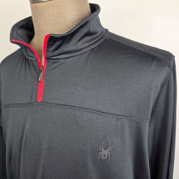 SPYDER Active Performance 1/4 Quarter Zip Pullover Jacket ProWeb Logo Black XXL - Picture 1 of 8